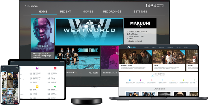 Aura IPTV and OTT Middleware on multiple devices.
