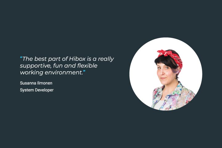 A quote and portrait of a Hibox employee.