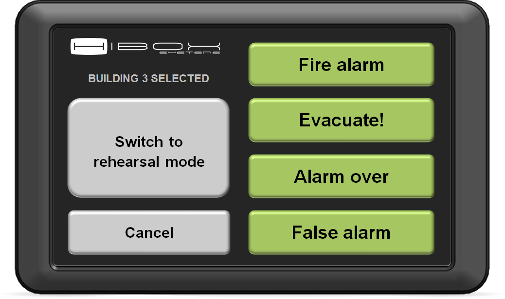 Hibox evacuator user interface on panel screen
