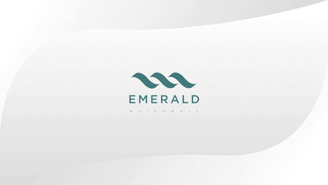 Emerald logo displayed on hospitality TV
