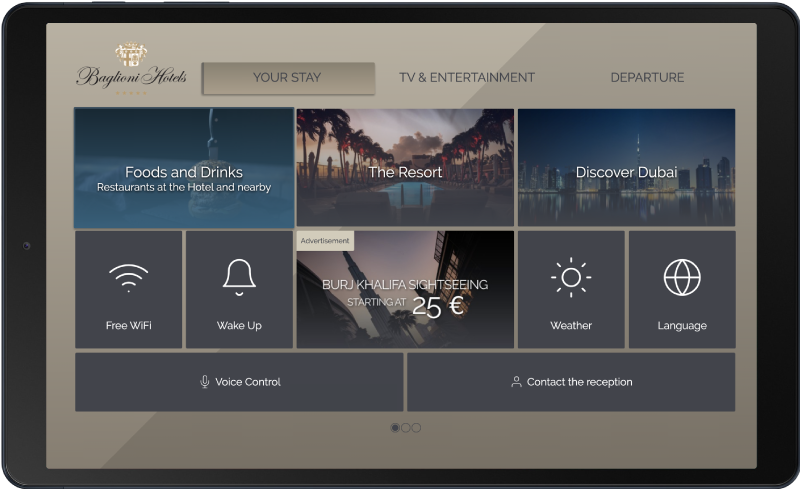 The IPTV software Hibox Aura's user interface displayed on smart TV